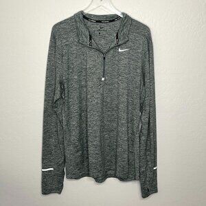 Nike Dri Fit Element Quarter Zip Green Long Sleeve Active Top Size Large